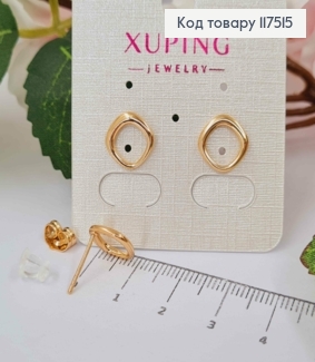 Серьги гвозди, Ромбы с закругленными Углами, 1*1см, XUPING 18K 117515 фото