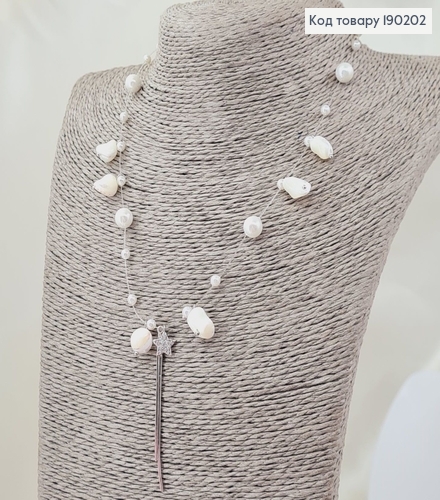 Леска с перламутровыми камнями 35+5см родирований   Xuping 190202 фото 1