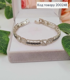 Браслет родований, Пластинки "Версаче" з чорною емаллю, довж. 17,5+2см, шир.7мм, Xuping  200248 фото