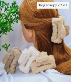 Краб пластик Прямоугольный "Пушок", 8,5см, Пастельные цвета в ассортименте. 212310 фото