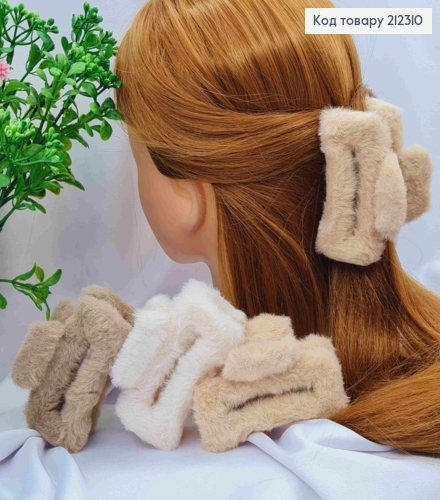 Краб пластик Прямоугольный "Пушок", 8,5см, Пастельные цвета в ассортименте. 212310 фото 1