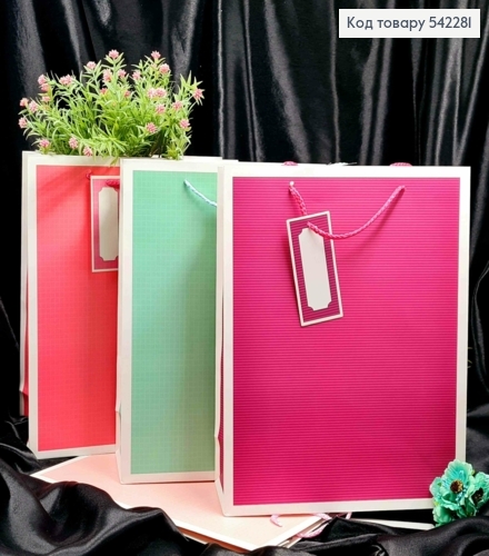 Пакет паперовий в "Клітинку" та "Лінію", 32*26*10см, в асортименті 542281 фото 1