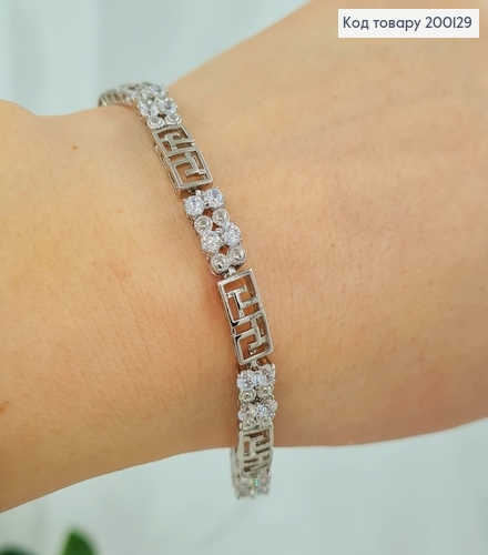 Браслет родированый "Хрупкий с камнями, длина 19см, Xuping 200129 фото 1