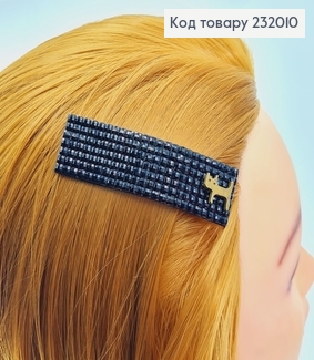 Заколка Тік - так 7*2 см зі чорними стразами Котик  232010 фото