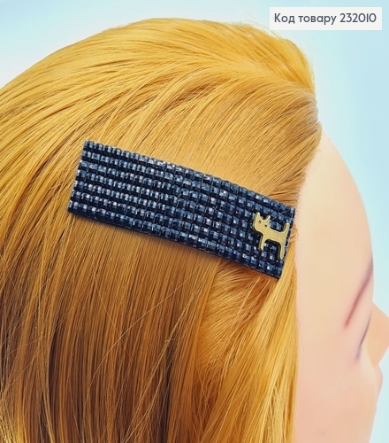 Заколка Тик - так 7 * 2 см со черными стразами Котик  232010 фото 1