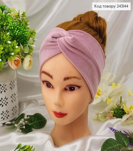 Пов'язка, м'який велюр, дитячна, Лілово-Рожева 16*9см, ручна робота, Україна 275093 фото 1