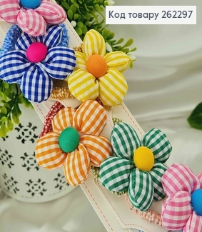 Резинки 5,5см(10шт) "Цветок в клетку" (6см) в ассортименте 262297 фото