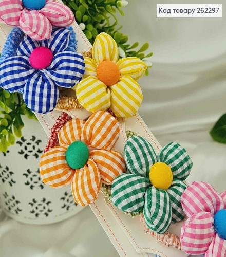 Резинки 5,5см(10шт) "Цветок в клетку" (6см) в ассортименте 262297 фото 1