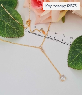 Цепочка якорное плетение, с подвеской цепочкой и камнем, 46+5см Xuping 18K 121375 фото