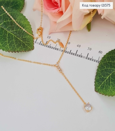 Цепочка якорное плетение, с подвеской цепочкой и камнем, 46+5см Xuping 18K 121375 фото 1