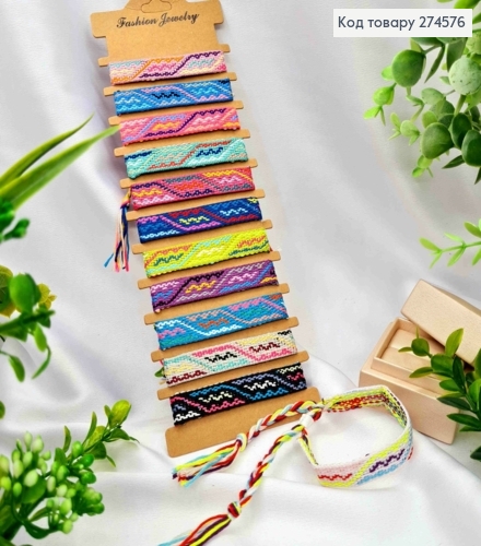 Браслет с этническим орнаментом, на затяжке, в ассортименте, ширина 1,5см 274576 фото 1