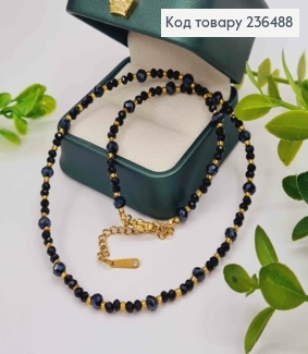 Біжутерія на шию з Бісеру та Стеклярусу, 37+4см, Чорно-Золотого кольору 236488 фото