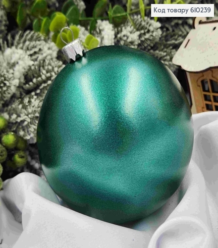 Игрушка шар 100мм "МЕТАЛЛИК", ИЗУМРУДНЫЙ цвет, новогоднее украшение пластик,Украина 610239 фото 1