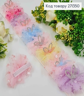 Набор детских заколок, клев, "Зайчатам" с фатином в блестках и бантиком, 10 шт/наб. 271350 фото