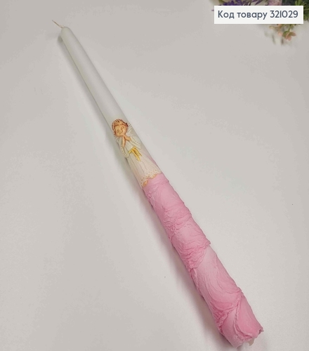Свеча розовая с Ангелочком, 30см , Польша 321029 фото 2