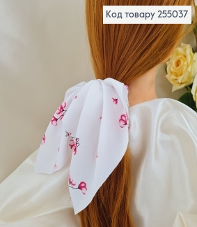 Резинка Твилли Белая Цветы 9*27см (ручная работа, Украина) 255037 фото