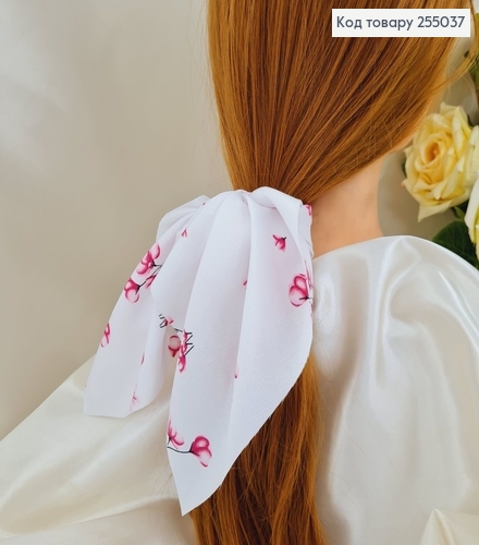 Резинка Твилли Белая Цветы 9*27см (ручная работа, Украина) 255037 фото 1