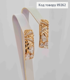 Серьги Прямоугольные украшены яркими камешками, длина 2,2см, английская застежка, Xuping 18k. 119262 фото