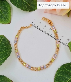 Браслет, бесконечность с нежными цветными камешками, дл.17+2см, Xuping 18K 150928 фото