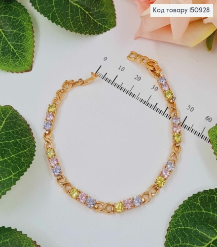 Браслет, бесконечность с нежными цветными камешками, дл.17+2см, Xuping 18K 150928 фото 1