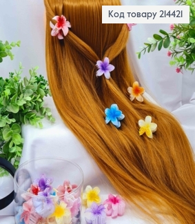 Краб пластик глянцевый "Гавайский Цветочек", размер 4см, яркие цвета в ассортименте. 214421 фото