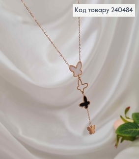 Цепочка, золотого цвета, с подвеской Четыре бабочки, 42+5см, сталь Stainless Steel 240484 фото