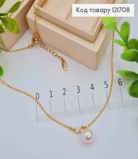 Цепочка Якорное плетение с жемчужиной (0,8см), длина 45+3см, Xuping 18К 121708 фото