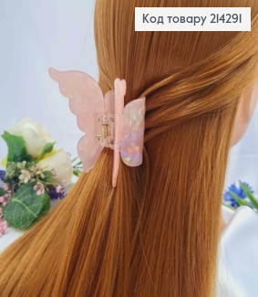 Краб пластик (акрил), МЕТЕЛИК, 7*6,5см, Перламутрово-Рожевого кольору 214291 фото