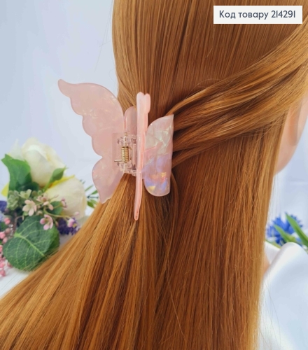 Краб пластик (акрил), МЕТЕЛИК, 7*6,5см, Перламутрово-Рожевого кольору 214291 фото 1