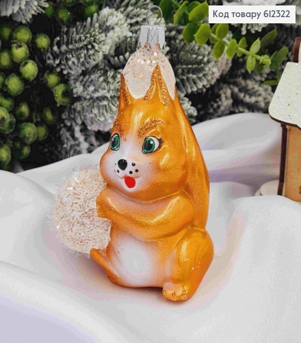 Новорічна фігура БІЛОЧКА з кулькою ,11*7см, новорічні прикраси  пластикові, Україна 612322 фото 1