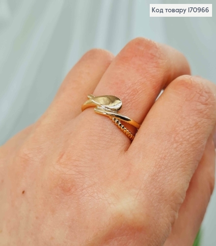 Кольцо переплетеное с пластинкой, Xuping 18К 170966 фото 2