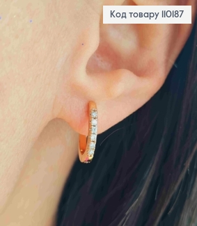 Сережки Кільця прикрашені Блискучими камінцями,  довжина 1,3см, Xuping 18K 110187 фото