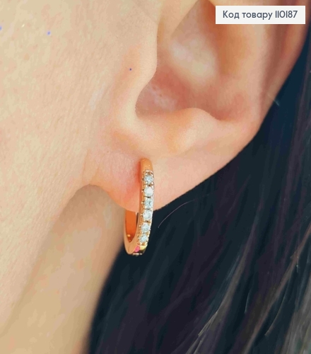 Серьги Кольца украшены Блестящими камешками, длина 1,3см, Xuping 18K 110187 фото 1