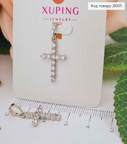 Крестик родованный, из камней, 2*1,4см, Xuping 210171 фото 1