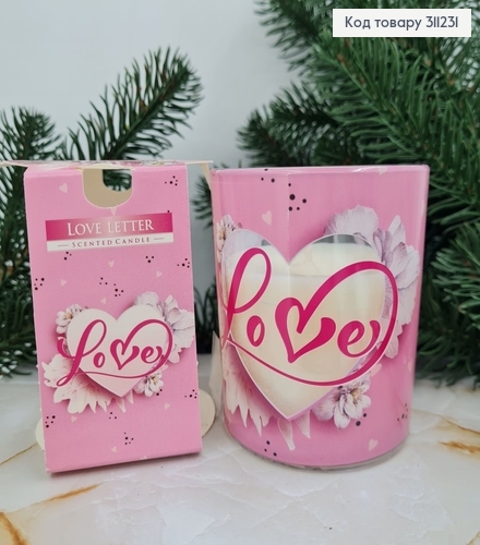 Аромасвічка стакан BISPOL   love letter 100 г/22 годин, 72s-04 322018 фото 1