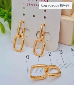 Серьги кольца овальные с подвижной овальной подвеской, 1,4+1,3см, Xuping 18K 119497 фото