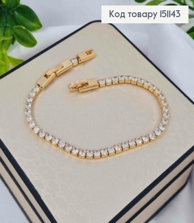 Браслет из блестящих камней в один ряд, ширина 3мм, дл. 17+2см, Xuping 18K 151143 фото