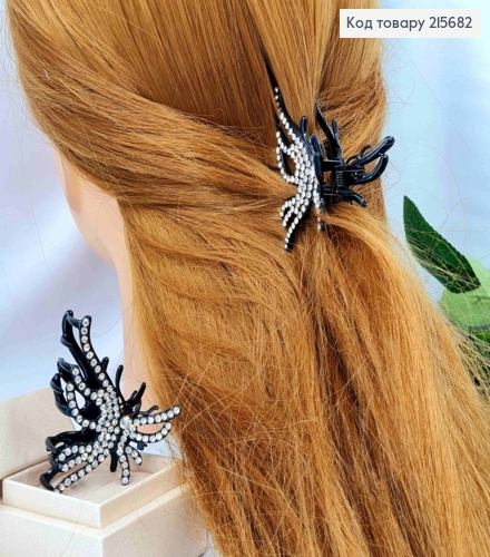 Краб метал "МЕТЕЛИК" прикрашений Блискучими камінцями, 5,5*4,5см, Чорного кольору 215682 фото 1