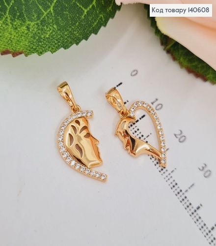 Набор кулонов (2шт) ПАРА в камнях 2*1см Xuping 18K 140608 фото 1