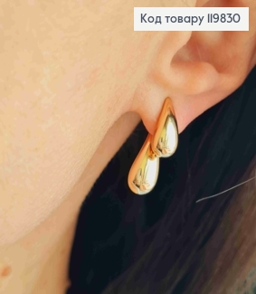 Серьги гвоздики "Капельки", 1,3 см+2,1см, XUPING 18K 119830 фото