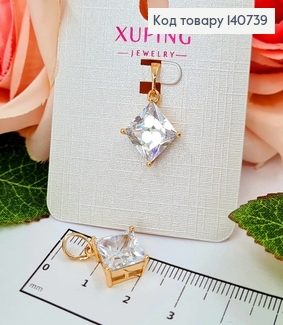 Кулон, Квадратний Камінчик 0,9см, Xuping 18K 140739 фото