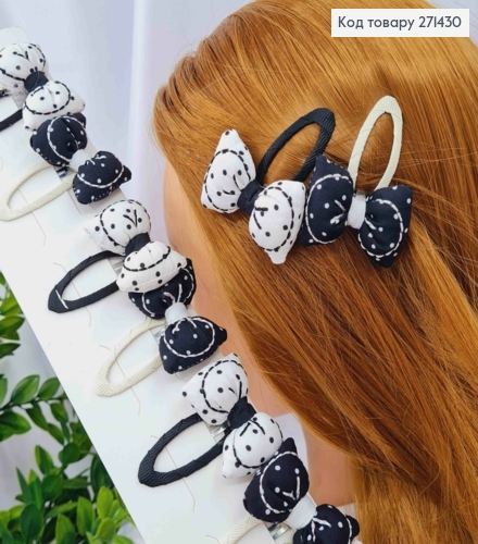 Набір заколок Тік-Так (10шт/5пар), БАНТИК, Чорних/ Білих кольорів, заколка 5,5см, бантик 3,5*2,5см 271430 фото 1