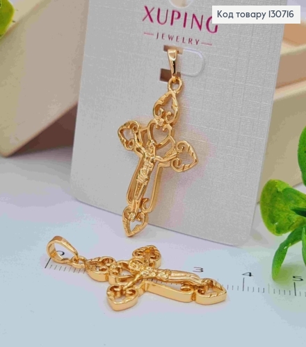 Крестик Ажурный с распятием, размер 3,3*2,1см, Xuping 18K 130716 фото 2