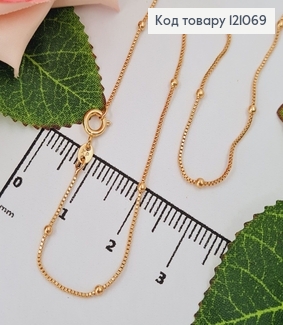 Цепочка квадратное якорное плетение с шариками 1мм, длина 50см, Xuping 18К. 121069 фото