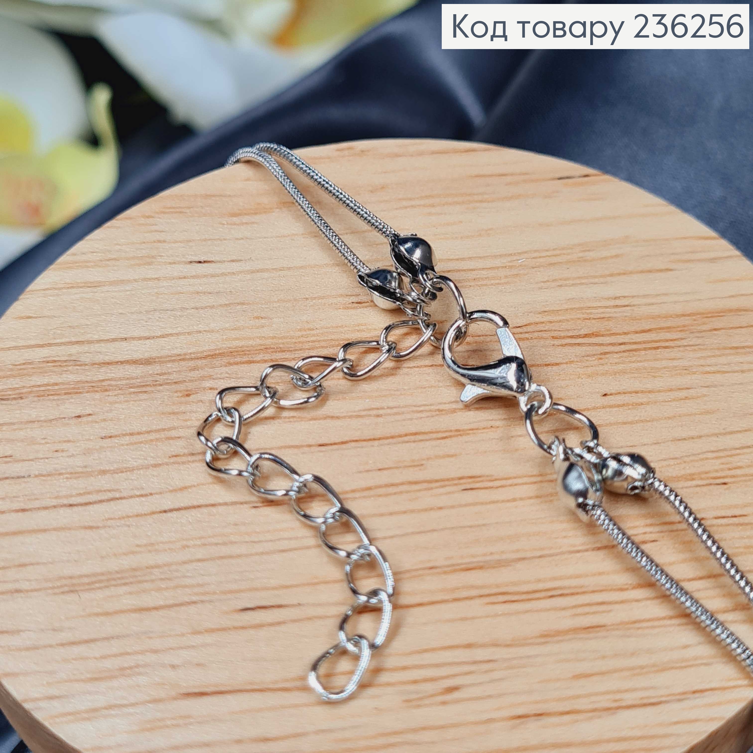 Подвеска на шею серебряного цветаа двойная из Серебряными жемчужинами, .170см 236256 фото 2