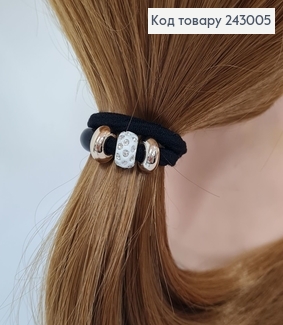 Резинка чорна з золотими та чорною кулею 10 шт / уп ціна за уп. 243005 фото