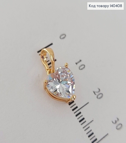 Кулон сердечком с камнем 1 см медицинское золото Xuping 140408 фото 2