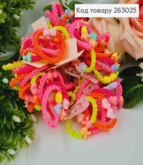 Резинка детская, 100шт/уп, яркая разноцветная, с бусинками, 4см 263025 фото