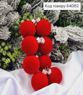 Набор шаров 40мм "БАРХАТ", КРАСНОГОцвета, 8шт/уп, Украина. 640152 фото