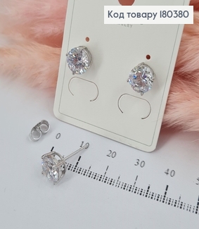 Серьги гвозди с камнем 8 мм родированным   Xuping 180380 фото